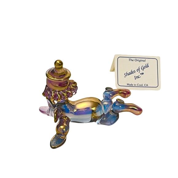 24k Shades Of Gold CLOWN FIGURINE 3" Art Glass One Of A Kind Sculpture + Tag - Picture 5 of 9
